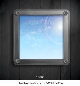 Metallic Frame With Screws On Abstract Metallic Background. Vector Illustration. Eps 10