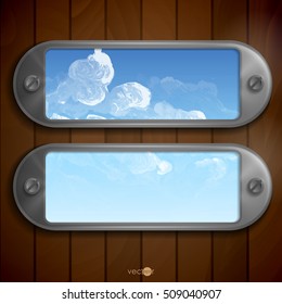 Metallic Frame With Screws On Abstract Metallic Background. Vector Illustration. Eps 10