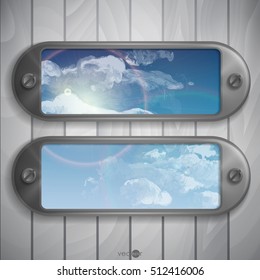 Metallic Frame With Screws On Abstract Metallic Background. Vector Illustration. Eps 10