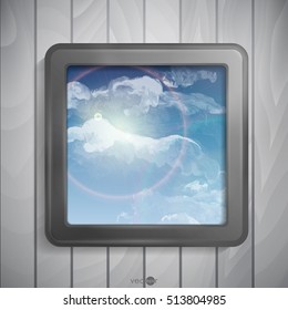 Metallic Frame With Screws On Abstract Metallic Background. Vector Illustration. Eps 10