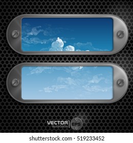 Metallic Frame With Screws On Abstract Metallic Background. Vector Illustration. Eps 10