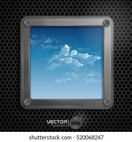Metallic Frame With Screws On Abstract Metallic Background. Vector Illustration. Eps 10