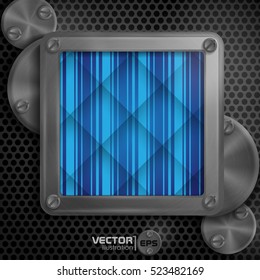 Metallic Frame With Screws On Abstract Metallic Background. Vector Illustration. Eps 10.