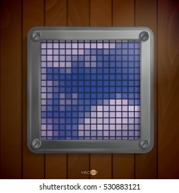 Metallic Frame With Screws On Abstract Metallic Background. Vector Illustration. Eps 10