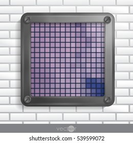 Metallic Frame With Screws On Abstract Metallic Background. Vector Illustration.