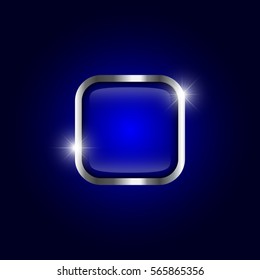 Metallic frame with sparkle on blue gradient background