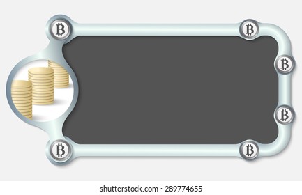 Metallic frame for your text and the symbol of bit coin