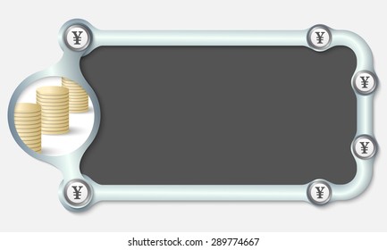 Metallic frame for your text and the symbol of yen