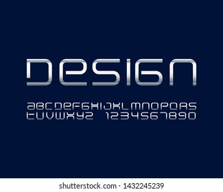 Metallic futuristic font set in vector format