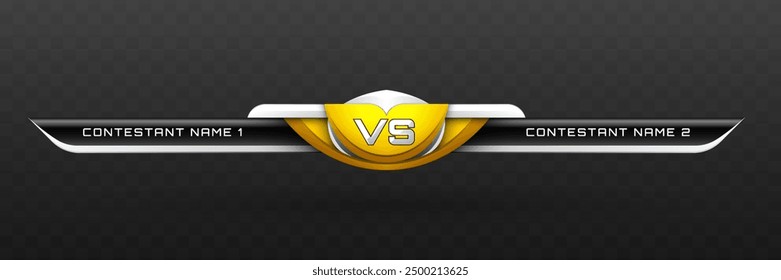 Metallic Game Versus Lower Third in Yellow and White for Esports, Gaming, and Sports Broadcasts