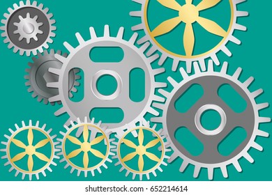 Metallic gear wheels for Industrial concept. Vector illustration EPS10