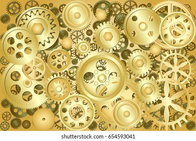 Metallic gear wheels as industrial, technical or steampunk background. Vector illustration EPS10