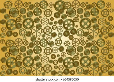 Metallic gear wheels as industrial, technical or steampunk background. Vector illustration EPS10
