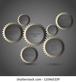 Metallic gear wheels. Vector design template