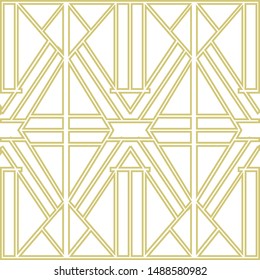 Metallic geometric art deco frame in gold & white
