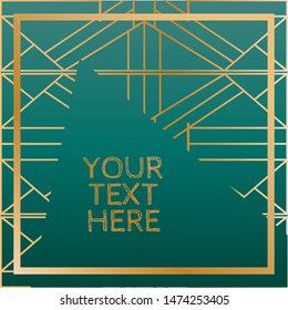 Metallic geometric art deco frames in jewel toned teal green