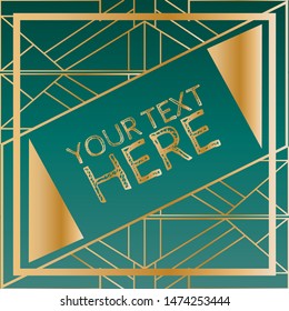 Metallic geometric art deco frames in jewel toned teal green