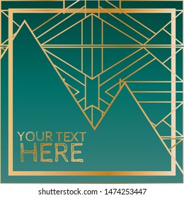 Metallic geometric art deco frames in jewel toned teal green