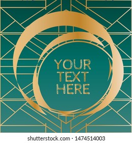 Metallic geometric art deco frames in jewel tone teal green & gold