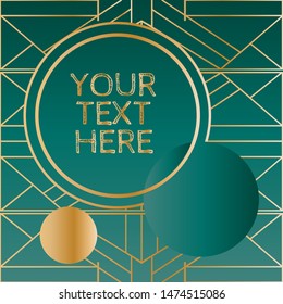 Metallic geometric art deco frames in jewel tone teal green & gold