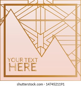 Metallic geometric art deco frames in rose gold & brass