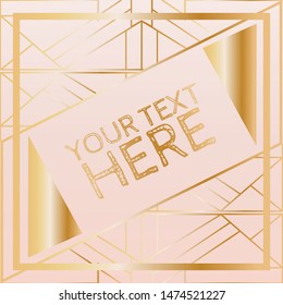 Metallic geometric art deco frames in rose gold & brass