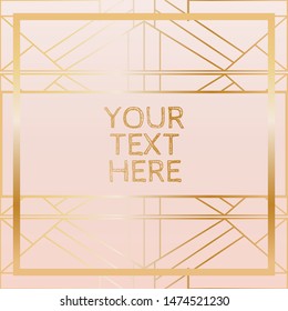 Metallic geometric art deco frames in rose gold & brass