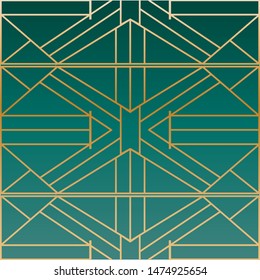 Metallic geometric art deco frames in jewel toned teal green