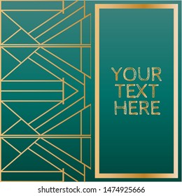 Metallic geometric art deco frames in jewel toned teal green