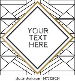 Metallic geometric art deco frames in black, white & gold