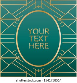 Metallic geometric art deco frames in jewel toned teal green