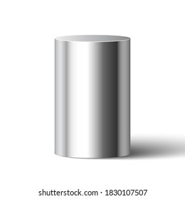 Metallic glossy cylinder. Pedestal. Vector illustration.