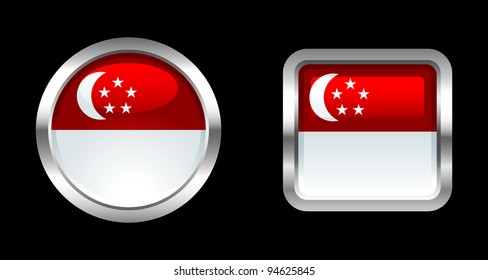 Metallic Glossy Flag series - Singapore