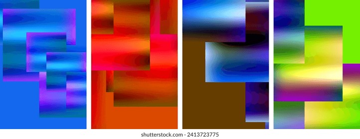 Afiches de concepto cuadrado brillante metálicos. Ilustración vectorial para fondo de escritorio, pancarta, fondo, tarjeta, ilustración del libro, página de inicio