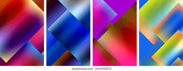 Afiches de concepto cuadrado brillante metálicos. Ilustración vectorial para fondo de escritorio, pancarta, fondo, tarjeta, ilustración del libro, página de inicio