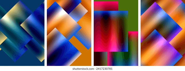 Metallic glossy square concept posters. Vector illustration For Wallpaper, Banner, Background, Card, Book Illustration, landing page