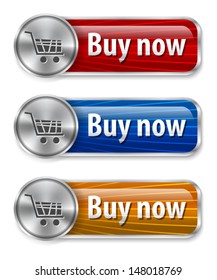 Metallic and glossy web elements with curved lines background for online shopping. Vector illustration