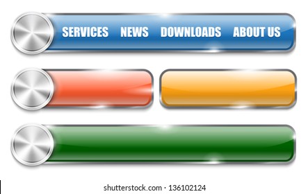 Metallic and glossy website design colorful elements. Vector Illustration