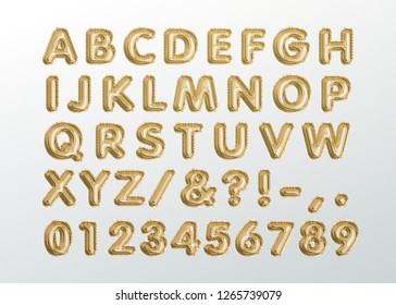 Metallic Gold ABC Balloons, golden letter alphabet. Gold type Balloons for Text, Letter, new year, holiday, birthday, celebration. - Shutterstock ID 1265739079