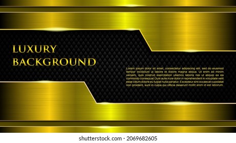 Metallic gold banner with text space on textured vector illustration.