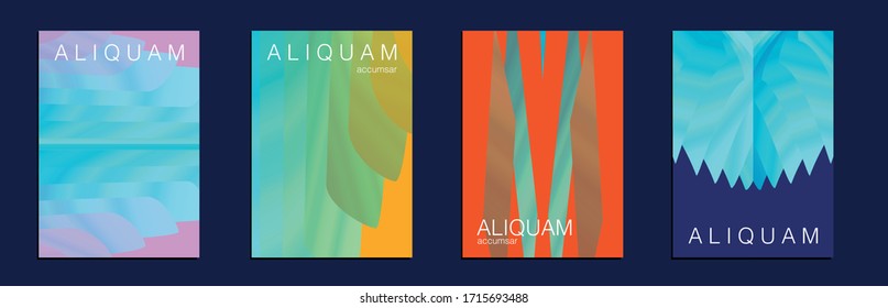 Metallic Gold Blue Set of Vector Backgrounds for Business Flyers. 1990 Paper Gradient Backdrop. Luxury Abstract Brochure. Fluid Minimal Cover. Liquid Texture for Foil Label. Vintage Cosmic Design.
