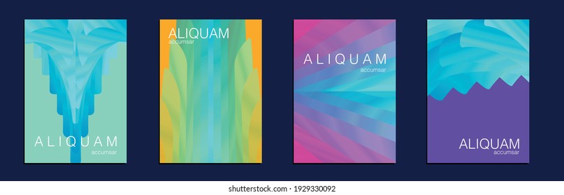 Metallic Gold Blue Set of Vector Backgrounds for Business Flyers. 1990 Paper Gradient Backdrop. Luxury Abstract Brochure. Fluid Minimal Cover. Liquid Texture for Foil Label. Vintage Cosmic Design.