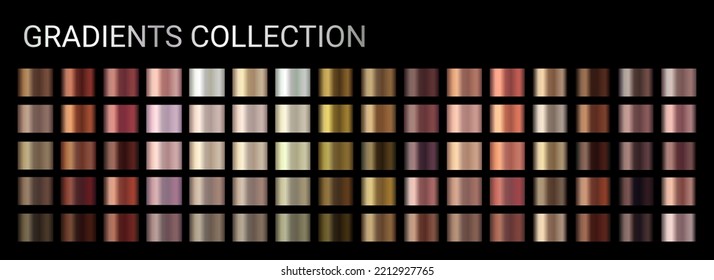 Metallic gold  bronze  beige gradient vector colorful swatches texture set  Fall colors palette background template for banner  flyer  Autumn palette collection  Metal color gradient vector design