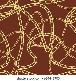Metallic gold chains in different sizes background.