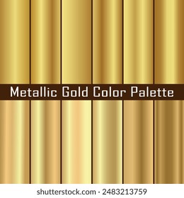 Metallic Gold Color Palette. vector with various gradient gold colors.