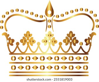 Metallic gold crown vector logo icon