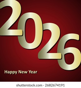 Metallic Gold Diagonal New Year Greeting Vector on Red Background.The design uses a gradient effect to enhance depth and luxury, creating a festive and upscale visual ideal for New Year greetings.