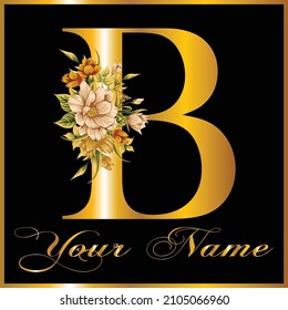 Metallic Gold Letter B Logo