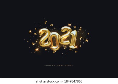 Metallic Gold Letter Balloons on black, 2021 Happy new year, Gold Number Balloons, Alphabet Letter Balloon, Number Balloon, Air Filled Ball