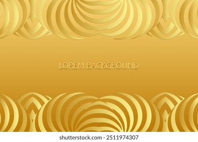 Fundo de lorem de ouro metálico, design de capa tribal, banner. Padrão geométrico de linhas 3d douradas. Enfeites em relevo, feitos à mão. Estilo étnico boho do Leste, Ásia, Índia, México, Asteca, Peru.